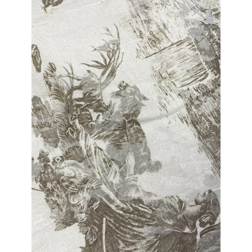 Vintage French Country Toile Comforter Full Queen Bedspread Brown Beige Print